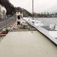 Lavori di costruzione di pista ciclopedonale lungo Via Nazionale a Costa Volpino (BG) con riqualificazione del lungolago